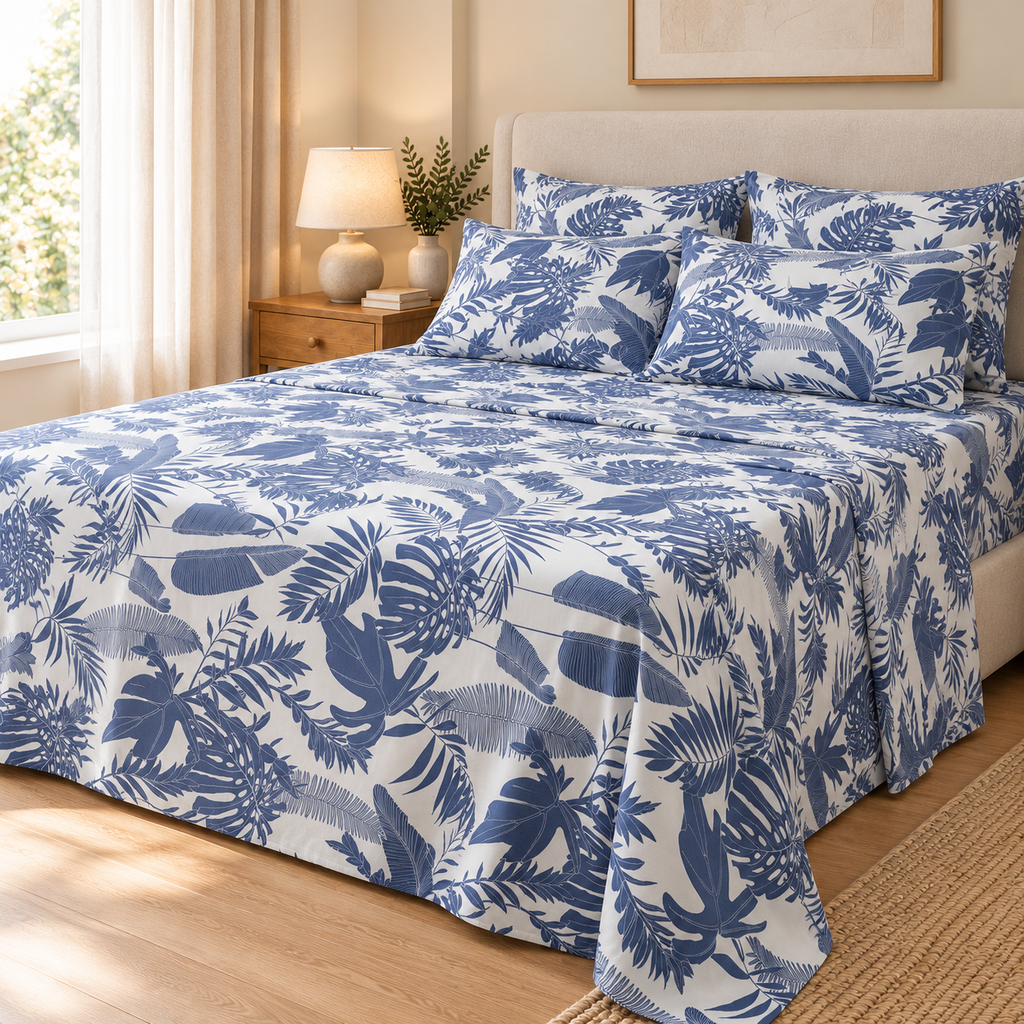 COLCHA HOME Coastal Leaves BOTANICA Collection Bedsheet