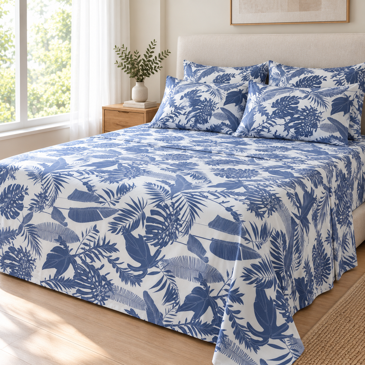 COLCHA HOME Coastal Leaves BOTANICA Collection Bedsheet