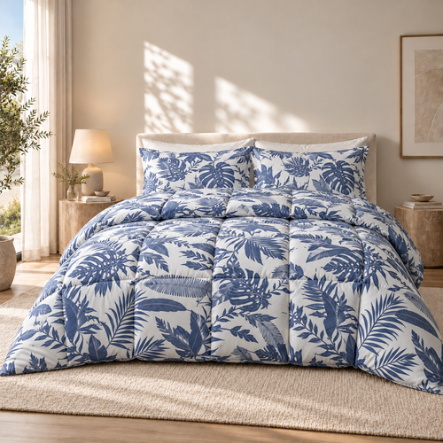 COLCHA HOME Coastal Leaves BOTANICA Collection Filled Duvet