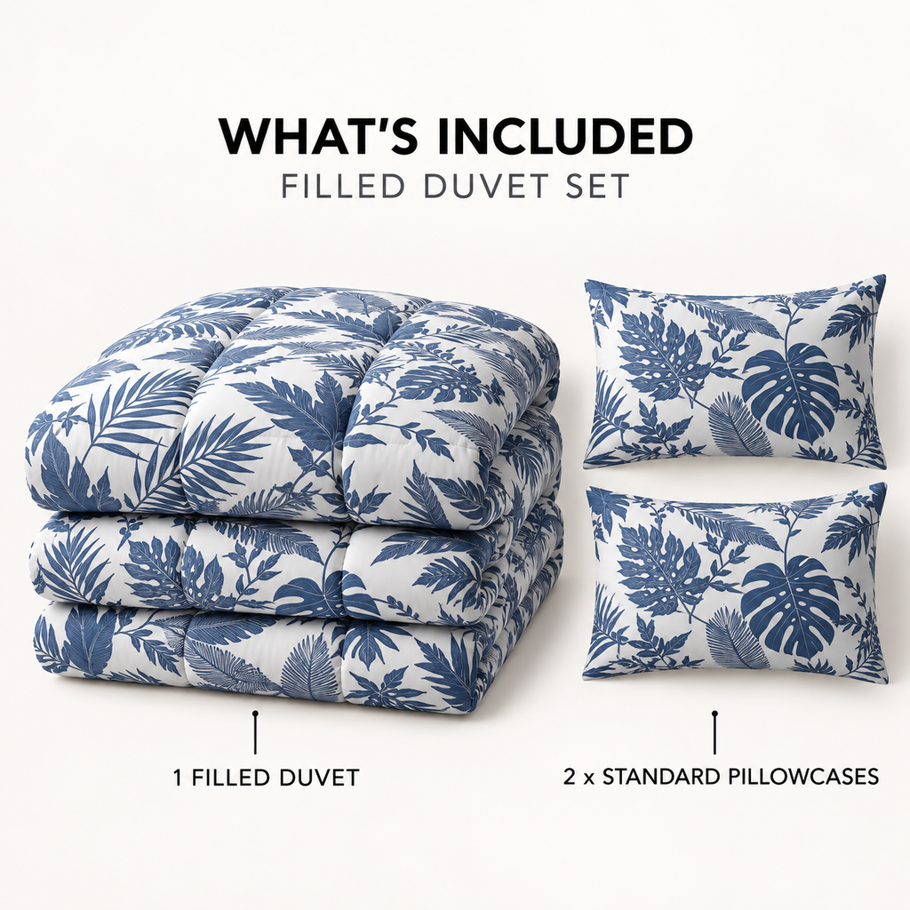 COLCHA HOME Coastal Leaves BOTANICA Collection Filled Duvet