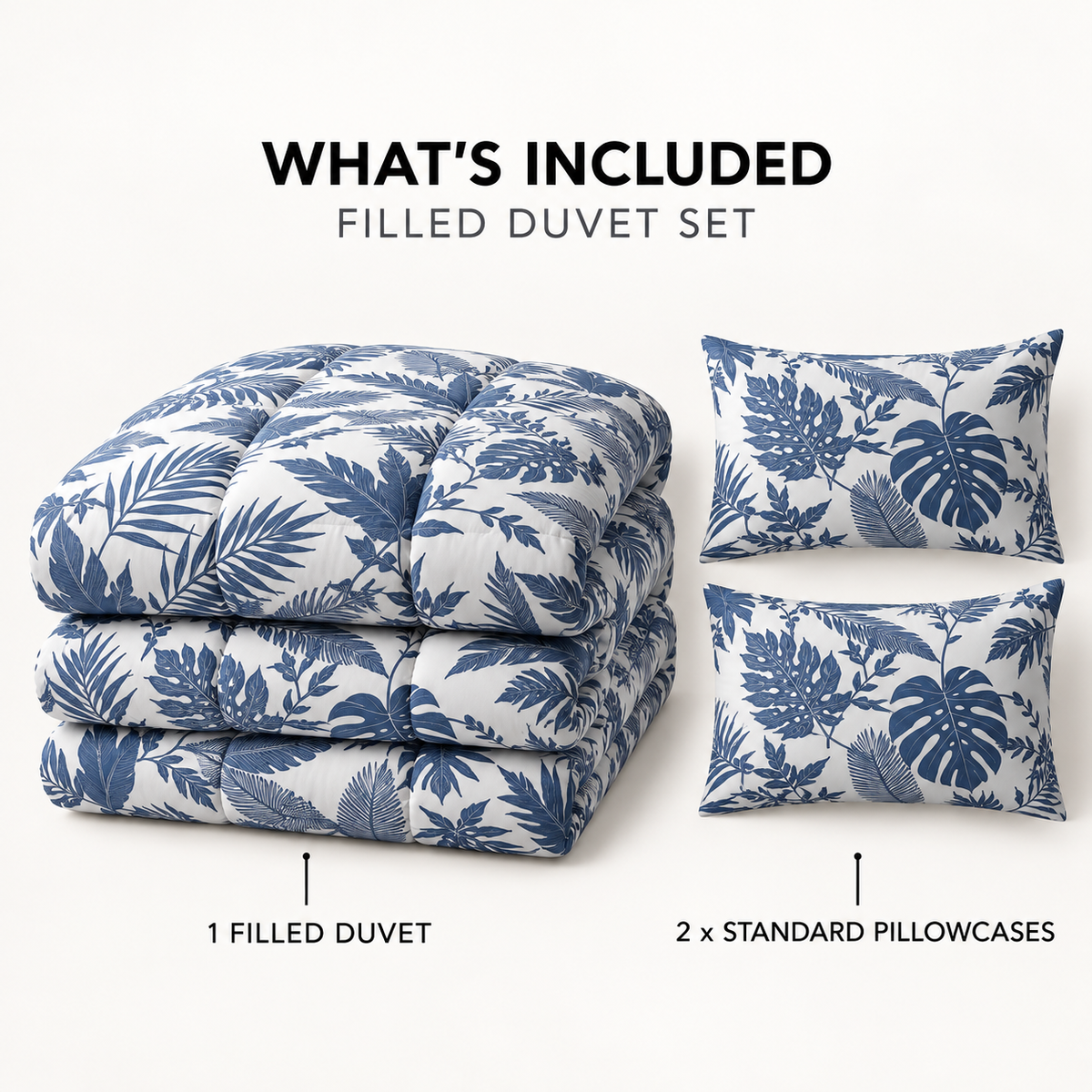 COLCHA HOME Coastal Leaves BOTANICA Collection Filled Duvet