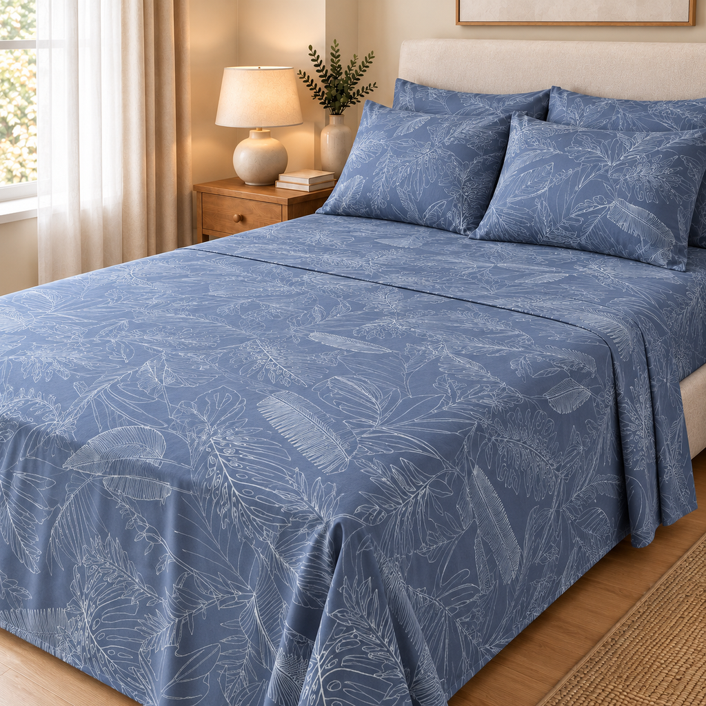 COLCHA HOME Dusky Leaves BOTANICA Collection Bedsheet