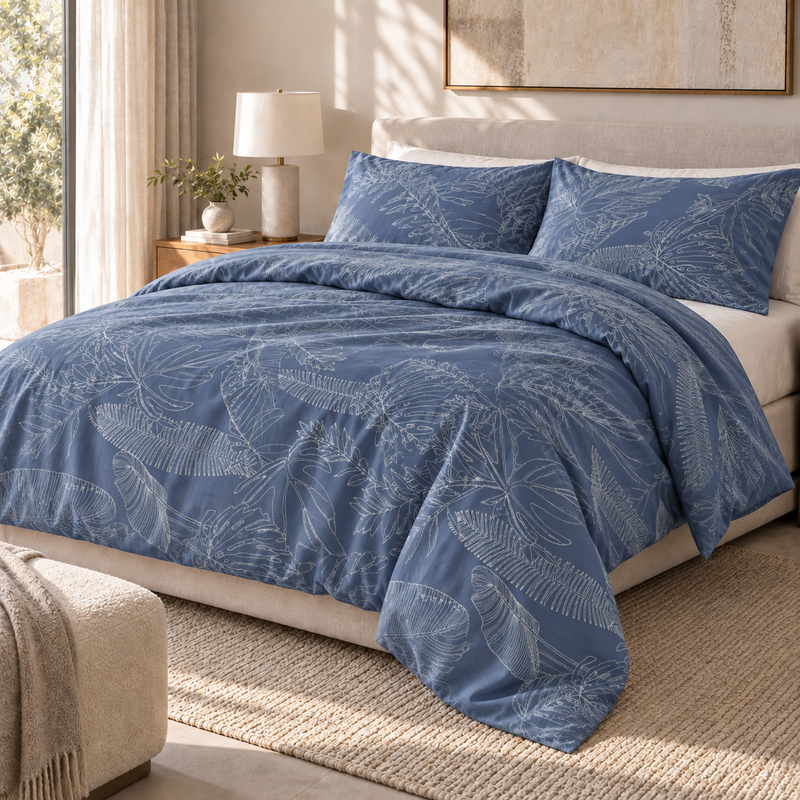 COLCHA HOME Dusky Leaves BOTANICA Collection Duvet Cover