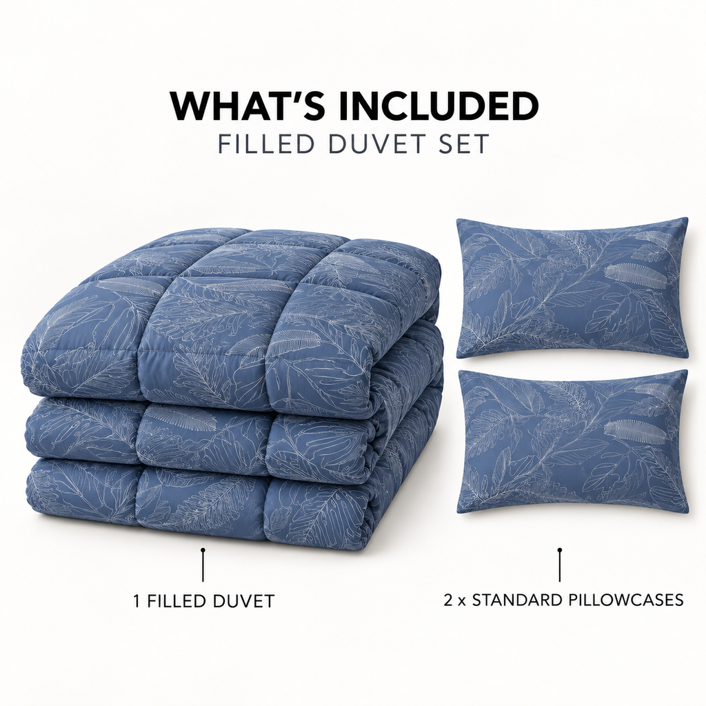 COLCHA HOME Dusky Leaves BOTANICA Collection Filled Duvet