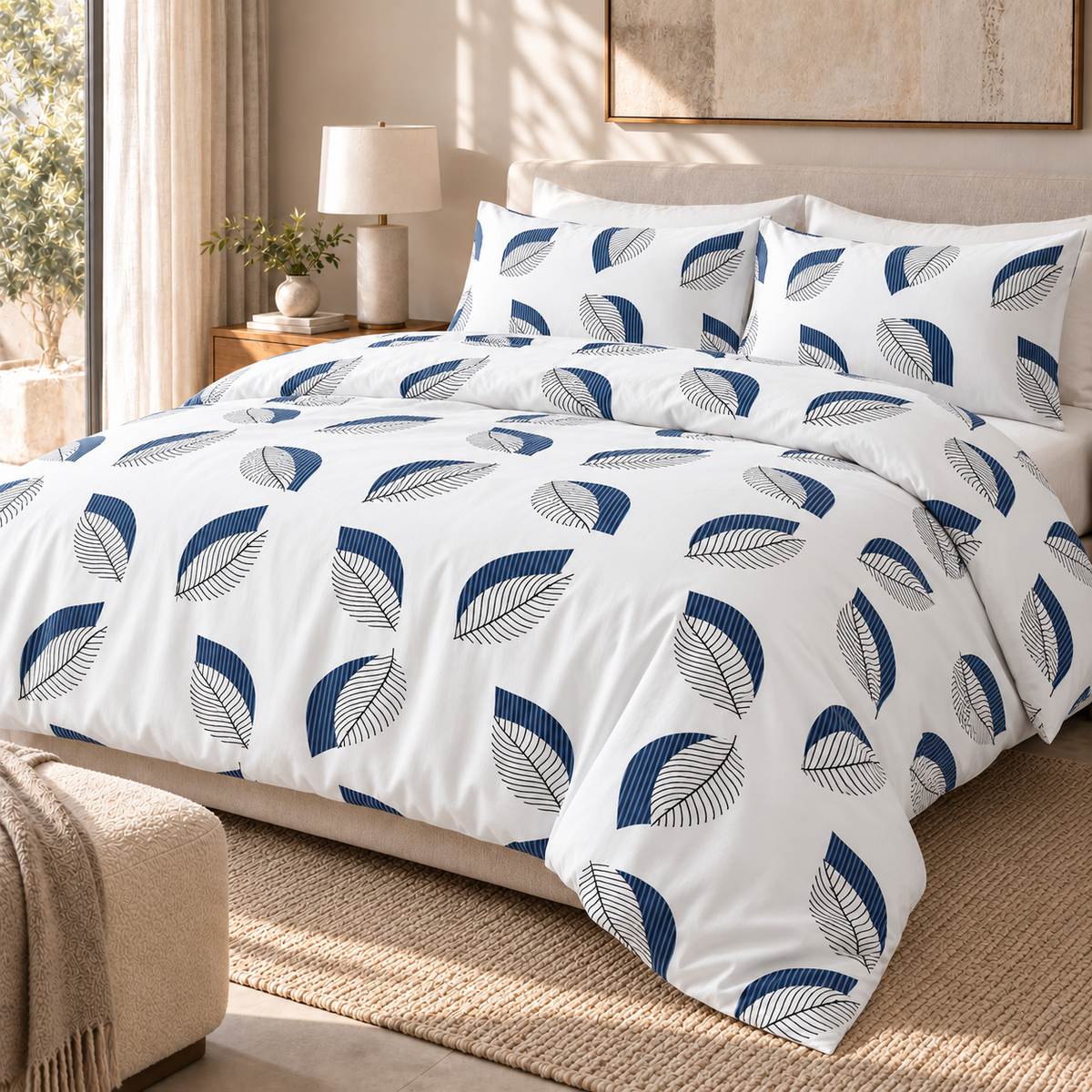 botanica indigo leaves duvet cover image 1