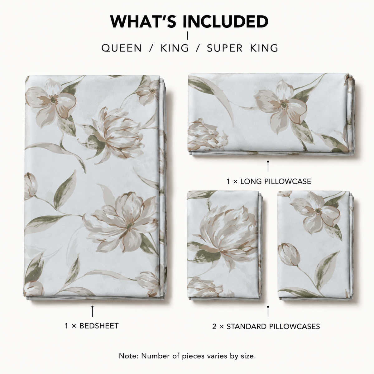 COLCHA HOME Ivory Blossom BOTANICA Collection Bedsheet