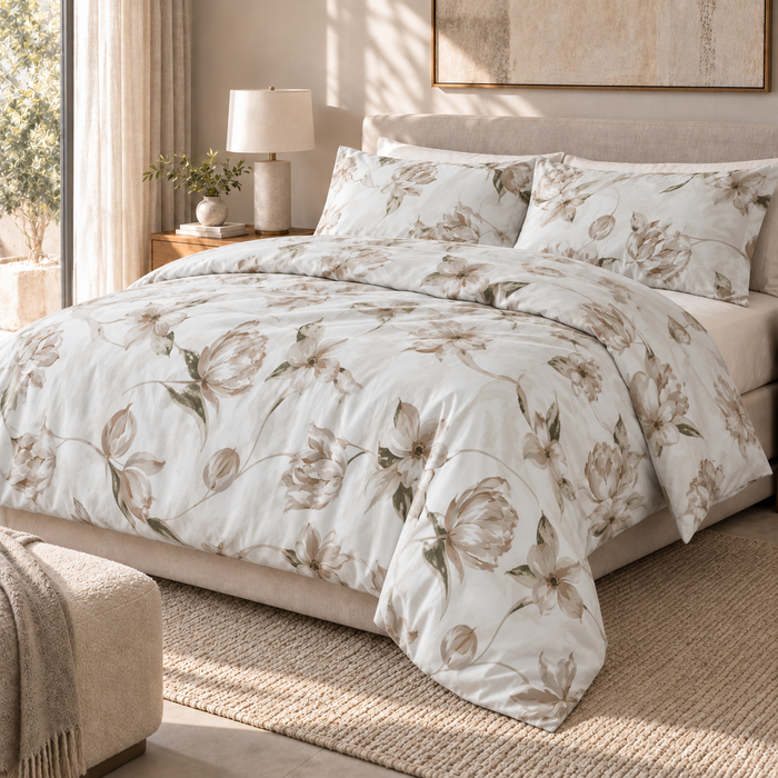 COLCHA HOME Ivory Blossom BOTANICA Collection Duvet Cover