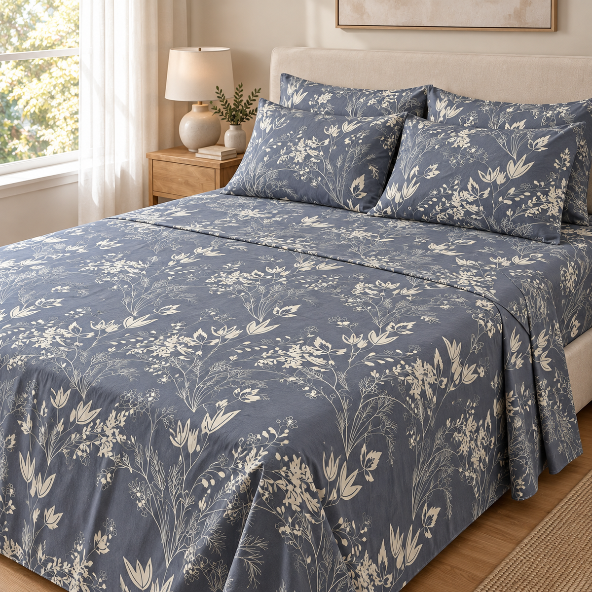 COLCHA HOME Midnight Meadow BOTANICA Collection Bedsheet