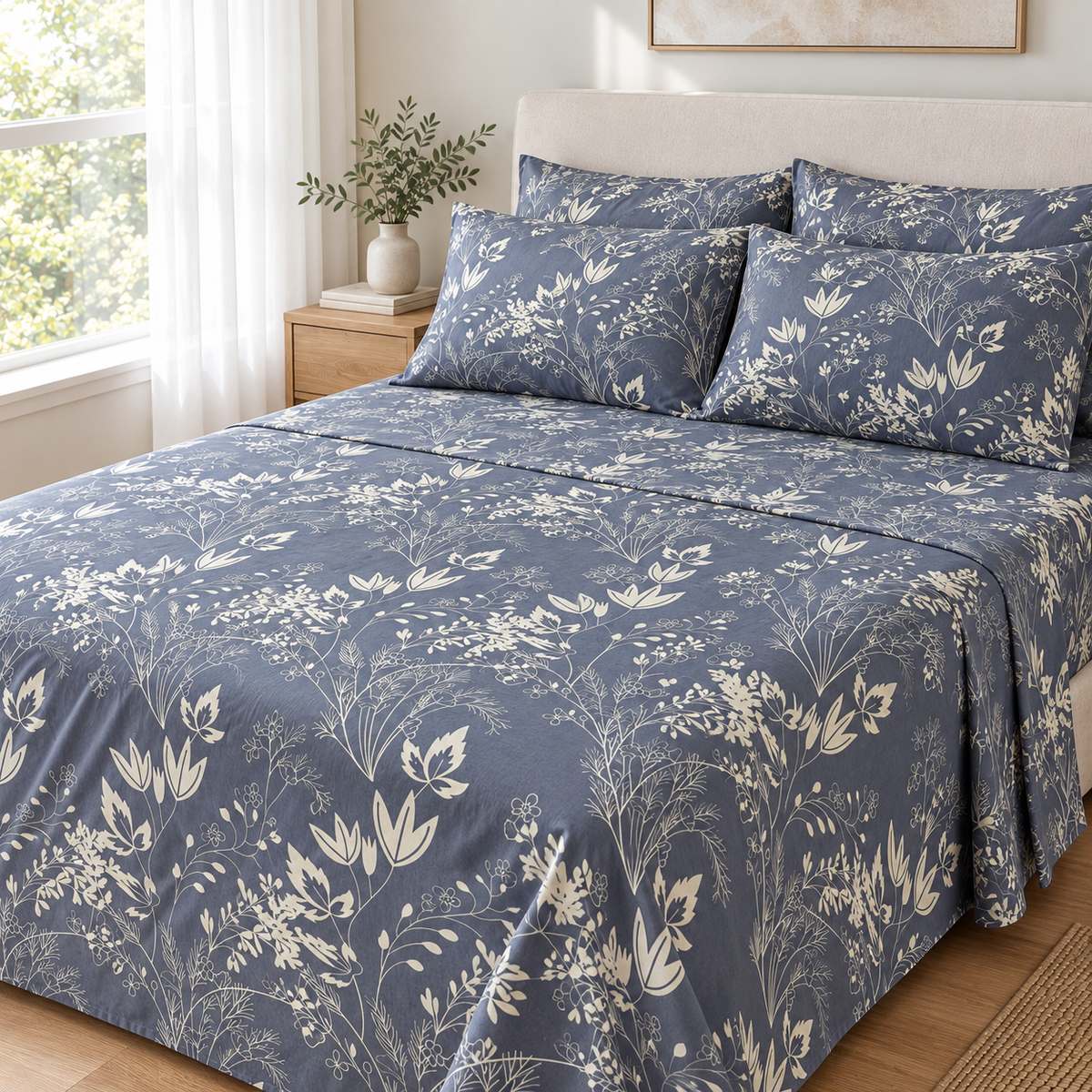 COLCHA HOME Midnight Meadow BOTANICA Collection Bedsheet