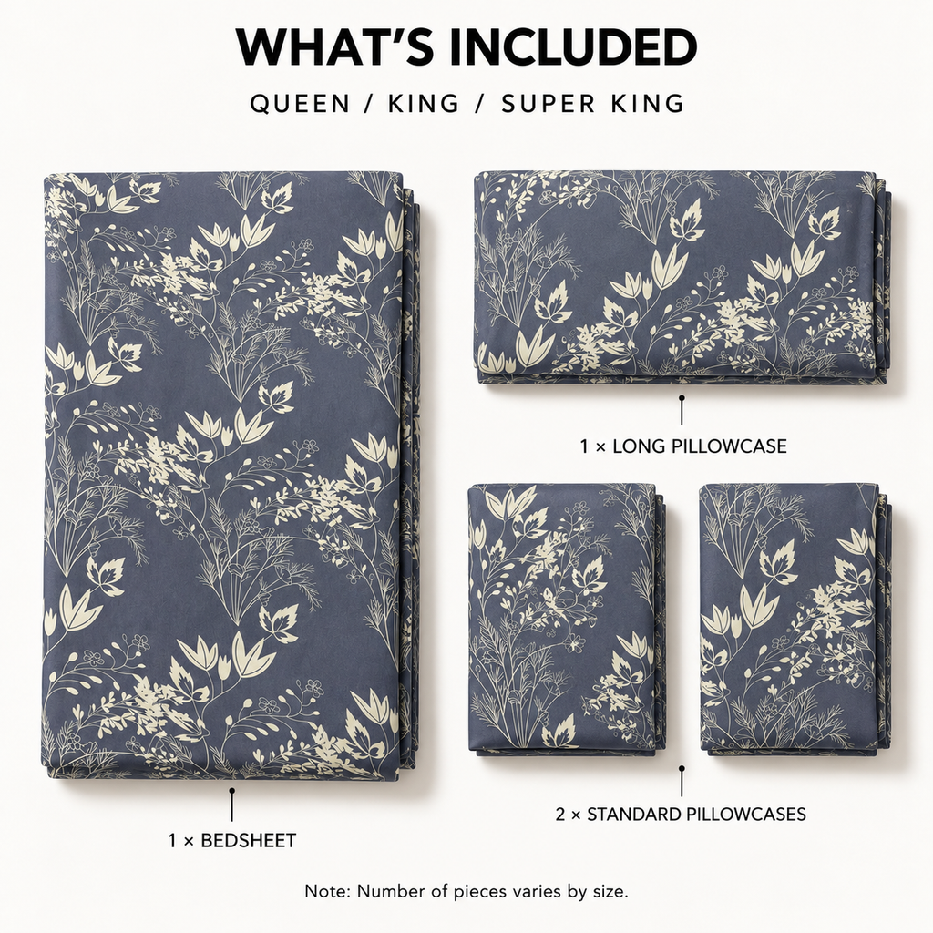 COLCHA HOME Midnight Meadow BOTANICA Collection Bedsheet