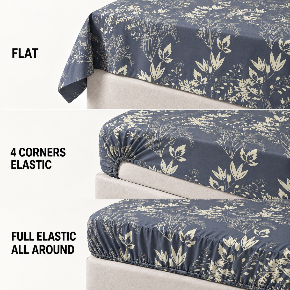 COLCHA HOME Midnight Meadow BOTANICA Collection Bedsheet