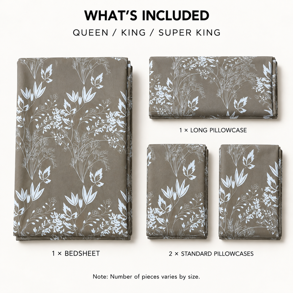 COLCHA HOME Mocha Meadow BOTANICA Collection Bedsheet