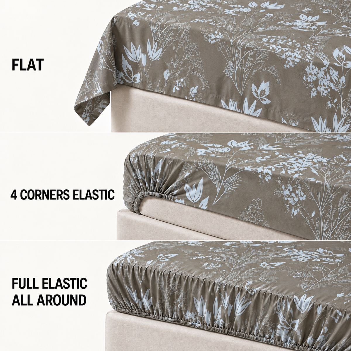 COLCHA HOME Mocha Meadow BOTANICA Collection Bedsheet