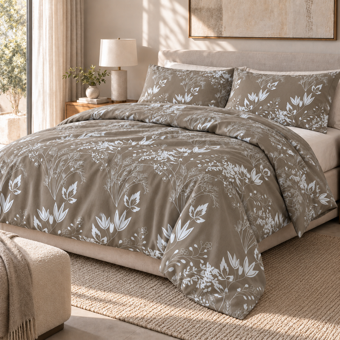 COLCHA HOME Mocha Meadow BOTANICA Collection Duvet Cover