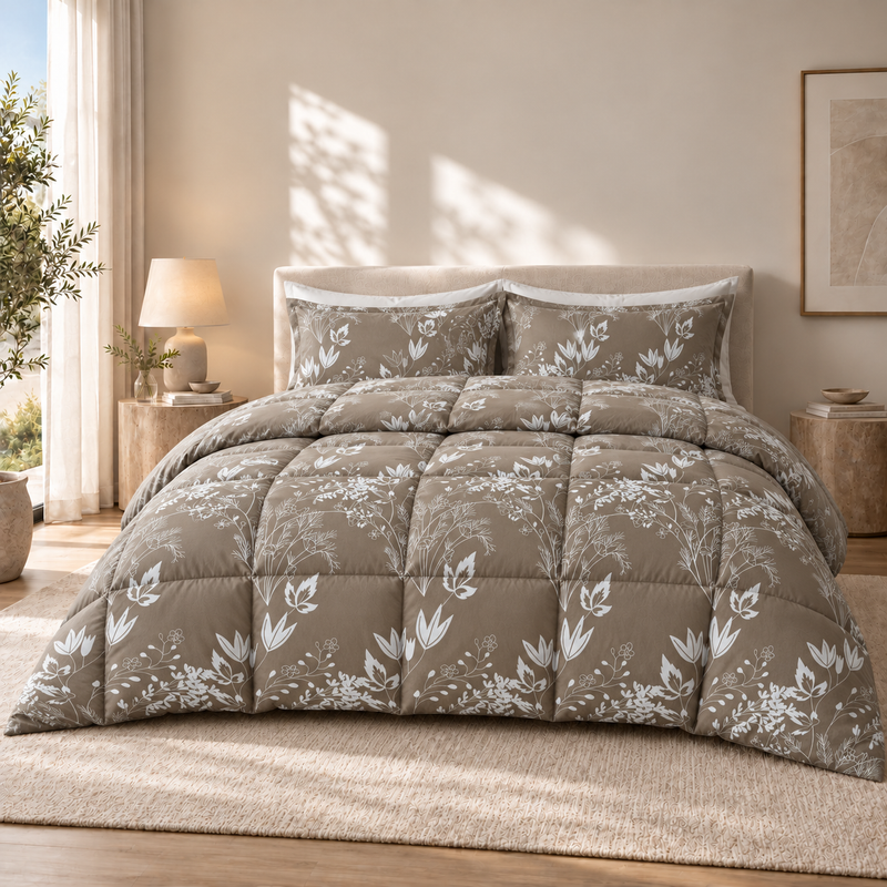 COLCHA HOME Mocha Meadow BOTANICA Collection Filled Duvet