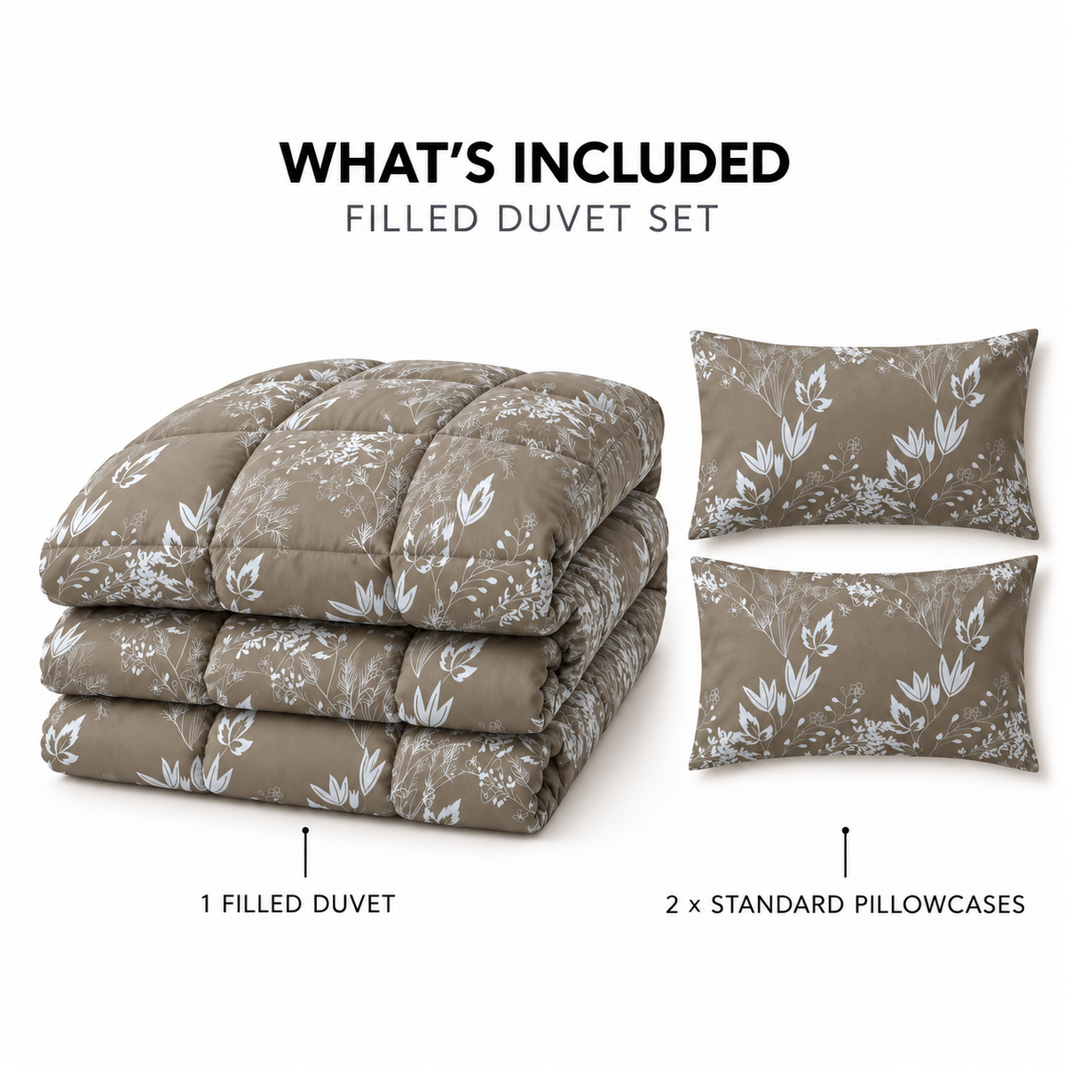 COLCHA HOME Mocha Meadow BOTANICA Collection Filled Duvet