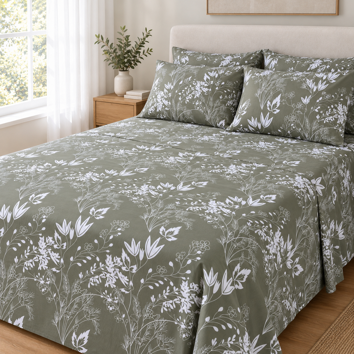 COLCHA HOME Sage Meadow BOTANICA Collection Bedsheet