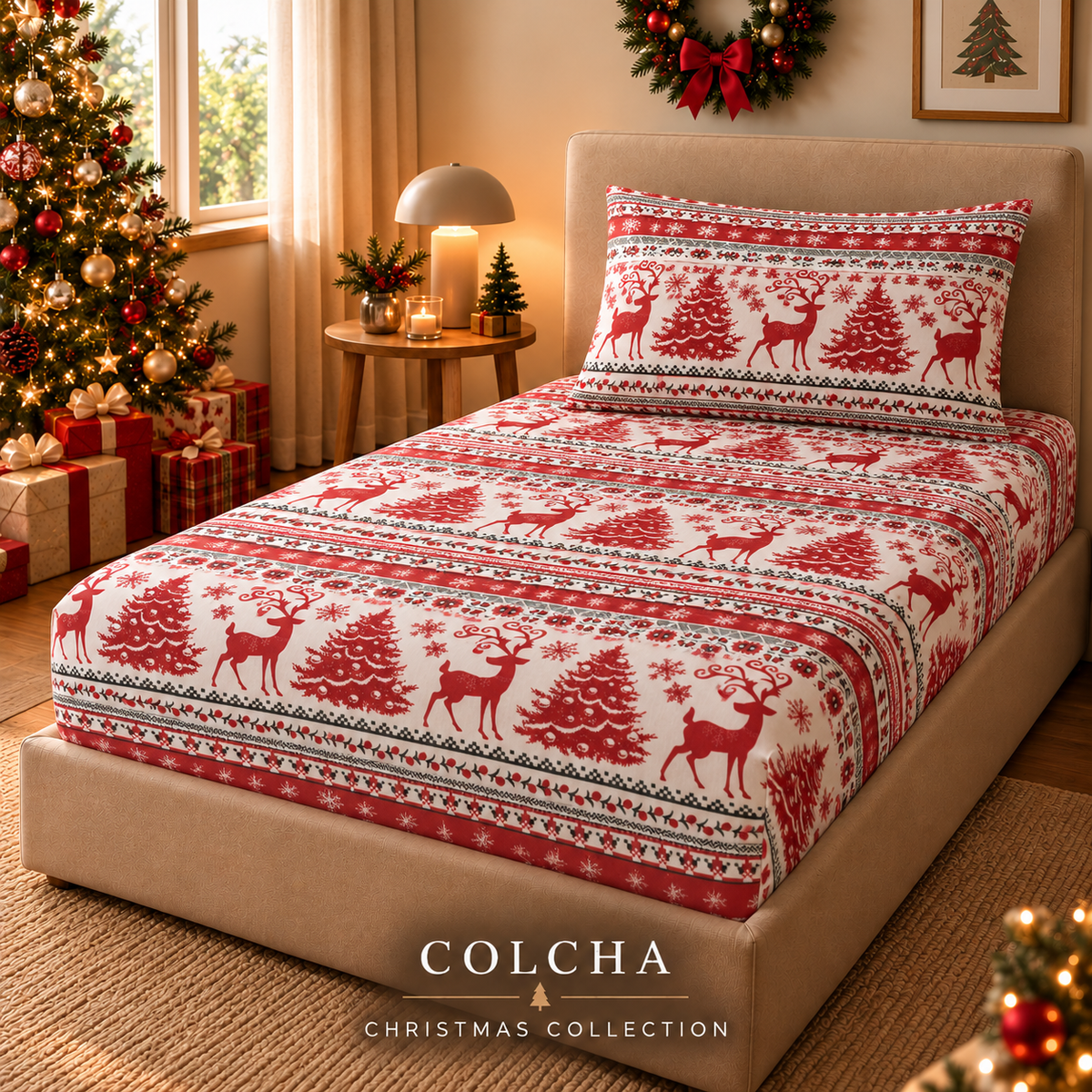 Festive Forest Bedsheet detail