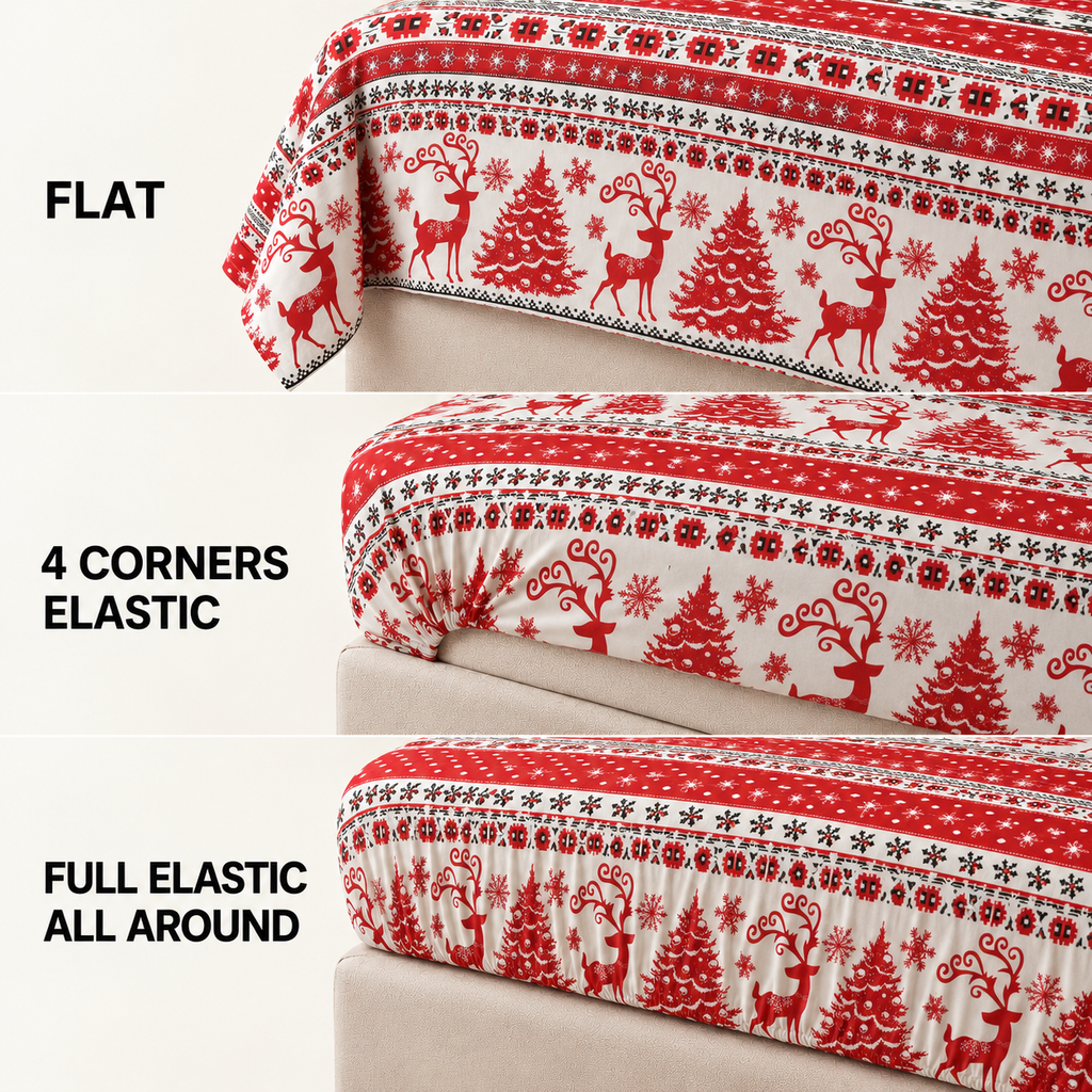 Festive Forest Bedsheet finishing options