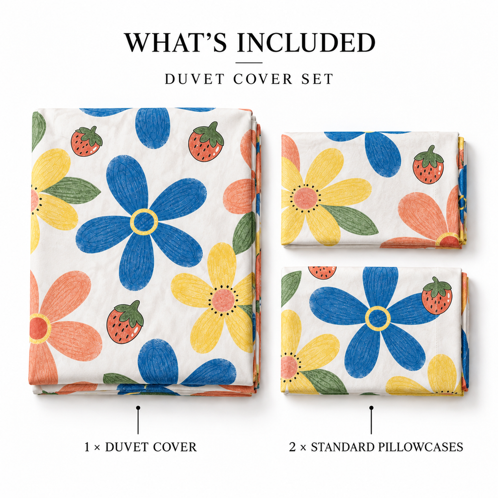 COLCHA HOME Berry Bloom COLCHA LITTLE duvet cover set.