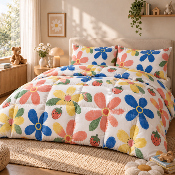 COLCHA HOME Berry Bloom COLCHA LITTLE filled duvet.