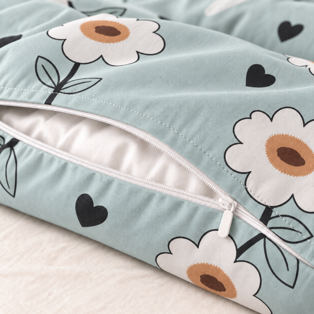 COLCHA HOME Daisy Love COLCHA LITTLE duvet cover detail.