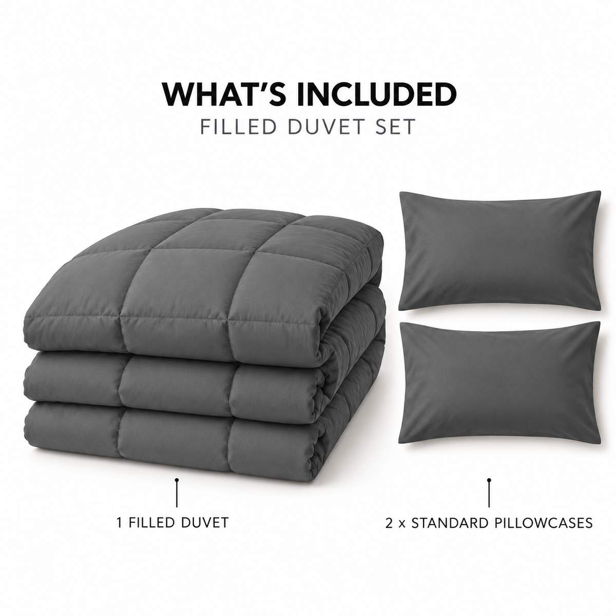 COLCHA HOME Ardoise Pure Collection filled duvet set.