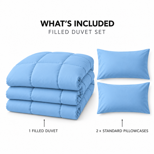 COLCHA HOME Azur Pure Collection filled duvet set.