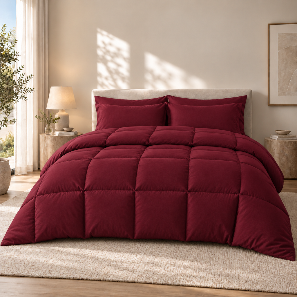COLCHA HOME Bordeaux Pure Collection filled duvet.