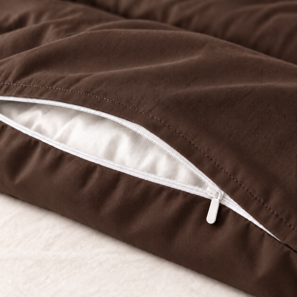 COLCHA HOME Cacao Pure Collection duvet cover detail.