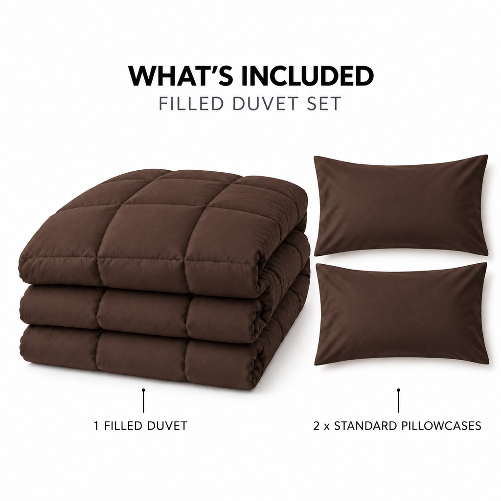 COLCHA HOME Cacao Pure Collection filled duvet set.