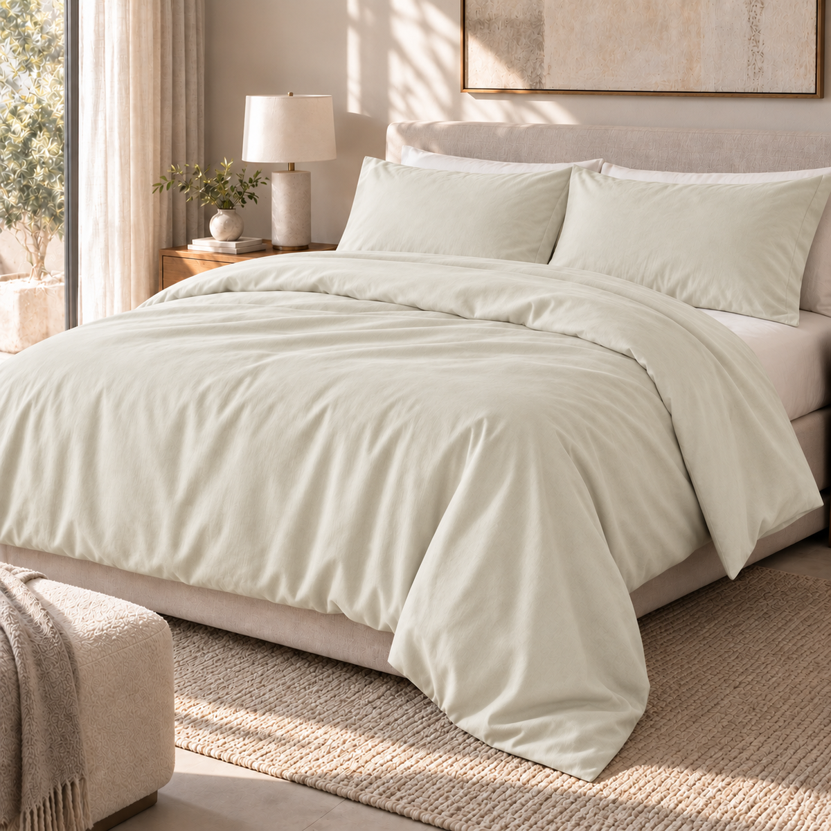 COLCHA HOME Crème Pure Collection duvet cover.