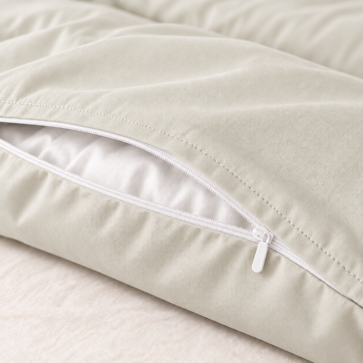 COLCHA HOME Crème Pure Collection duvet cover detail.