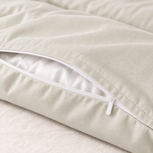 COLCHA HOME Crème Pure Collection duvet cover detail.