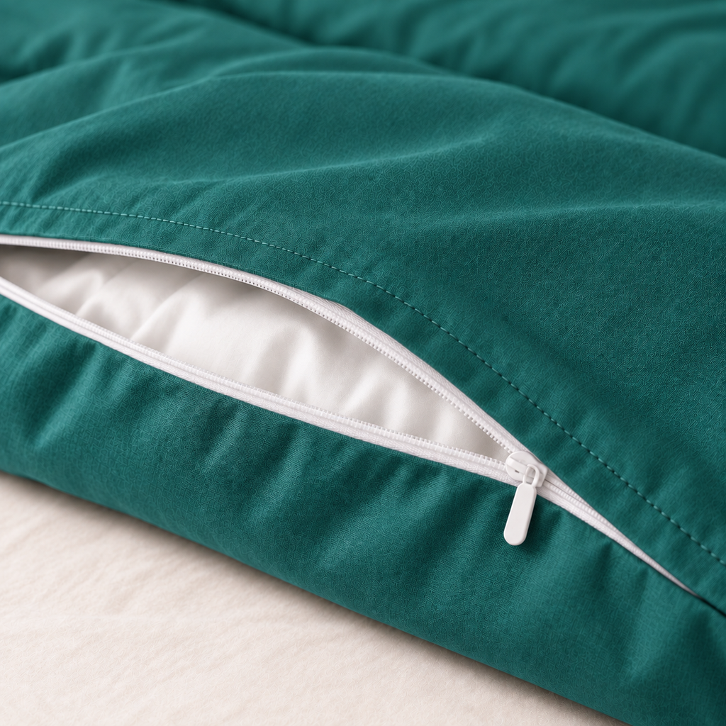 COLCHA HOME Jade Pure Collection duvet cover detail.