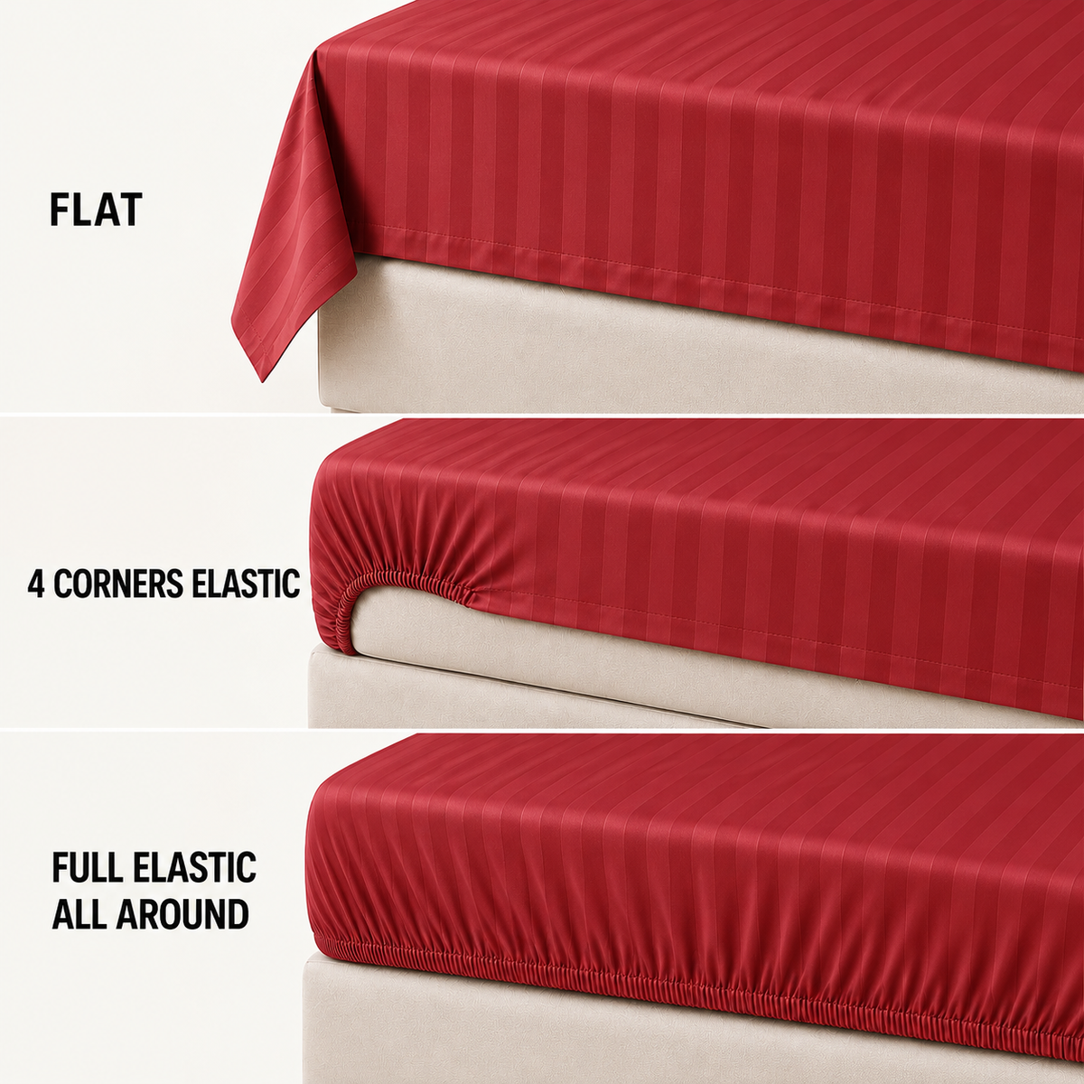 COLCHA HOME Crimson Blush Timeless Stripes bedsheet