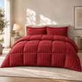 COLCHA HOME Crimson Blush Timeless Stripes filled duvet