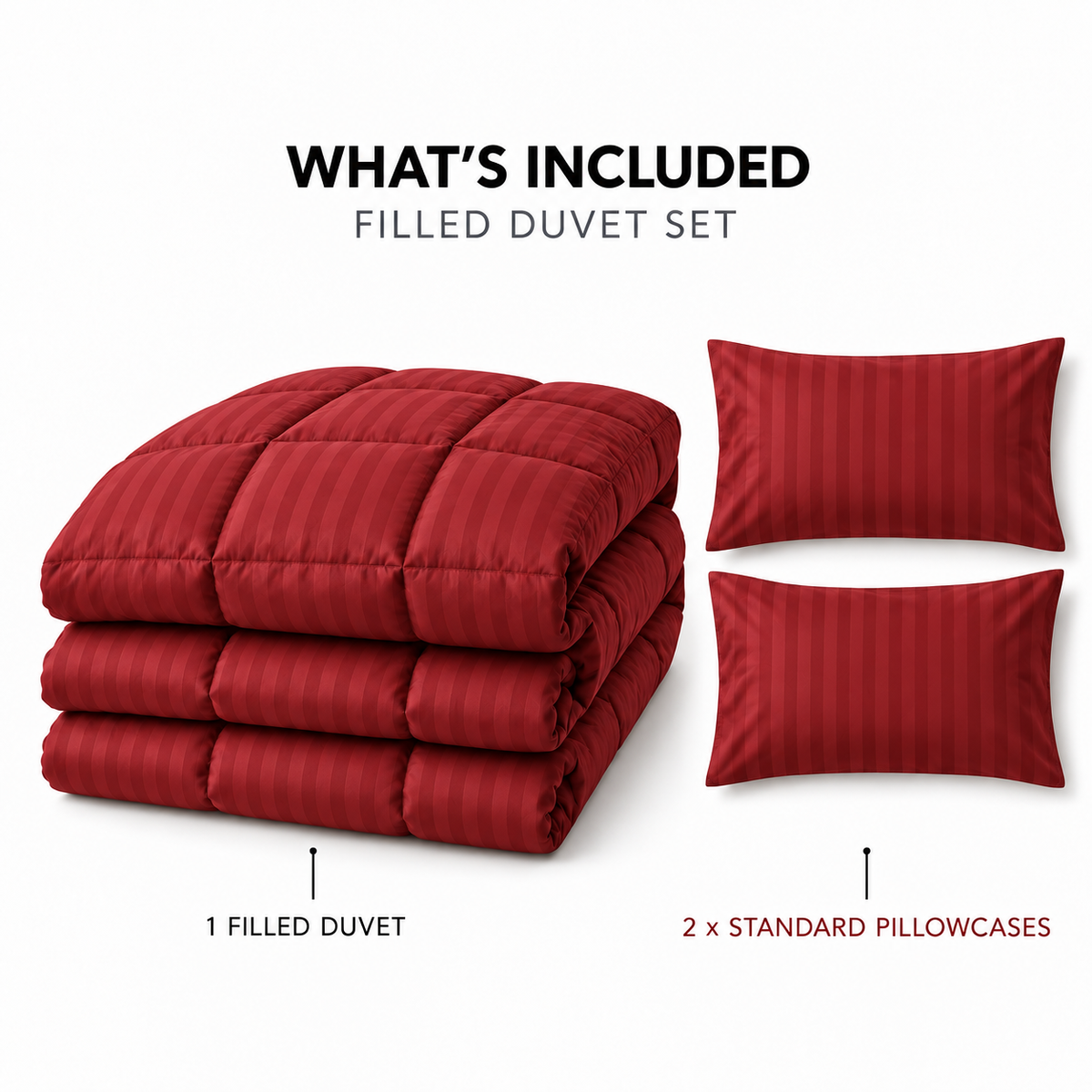 COLCHA HOME Crimson Blush Timeless Stripes filled duvet