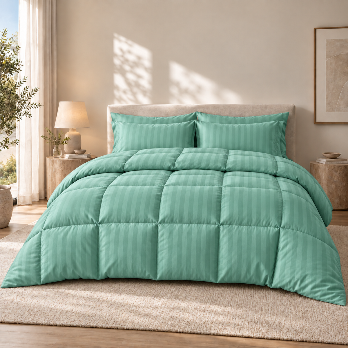 COLCHA HOME Duck Egg Timeless Stripes filled duvet