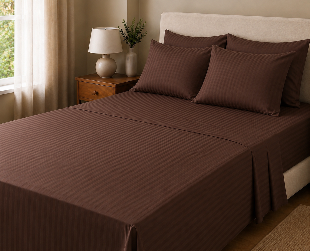 COLCHA HOME Espresso Timeless Stripes bedsheet