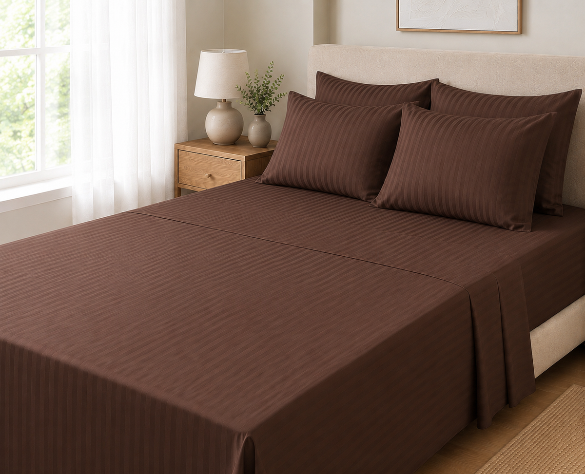 COLCHA HOME Espresso Timeless Stripes bedsheet