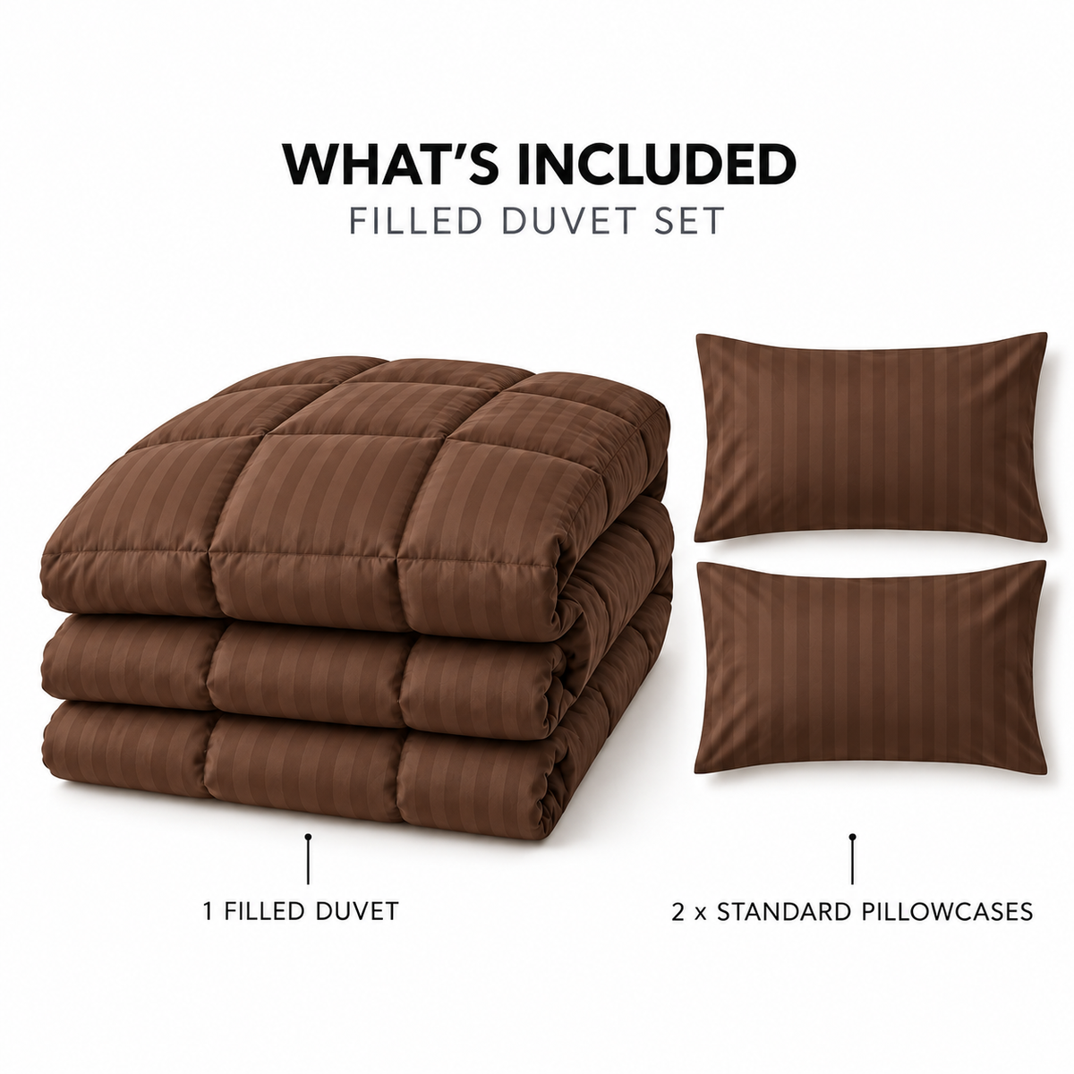 COLCHA HOME Espresso Timeless Stripes filled duvet