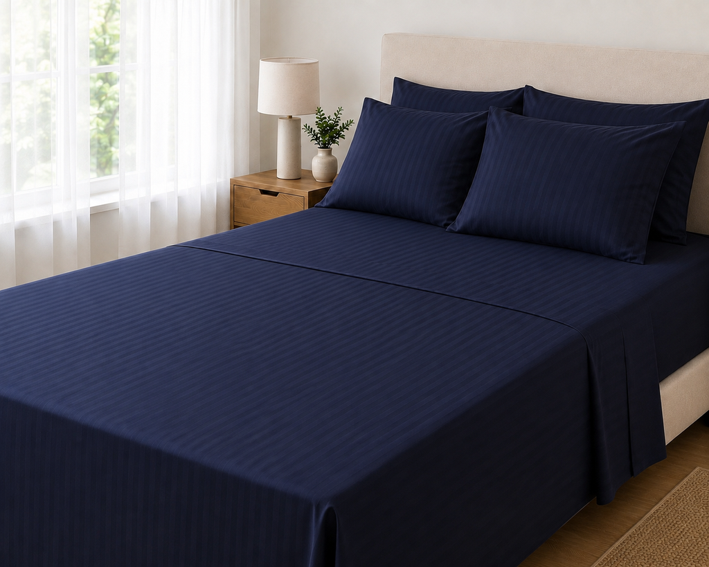 COLCHA HOME Midnight Timeless Stripes bedsheet