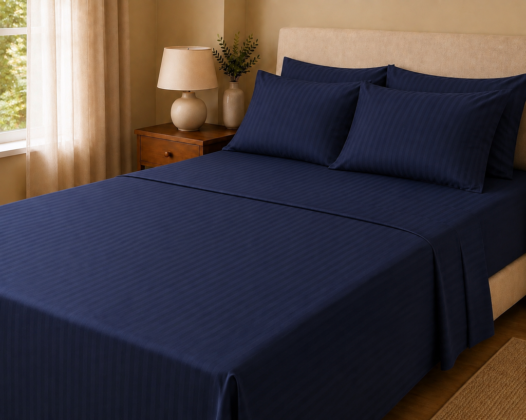 COLCHA HOME Midnight Timeless Stripes bedsheet