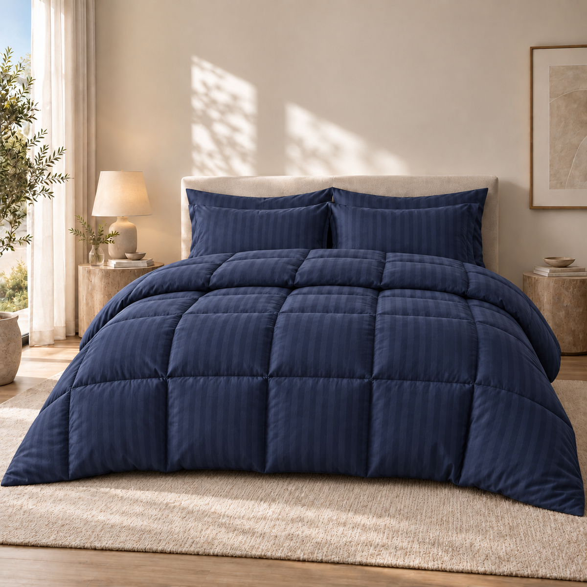 COLCHA HOME Midnight Timeless Stripes filled duvet