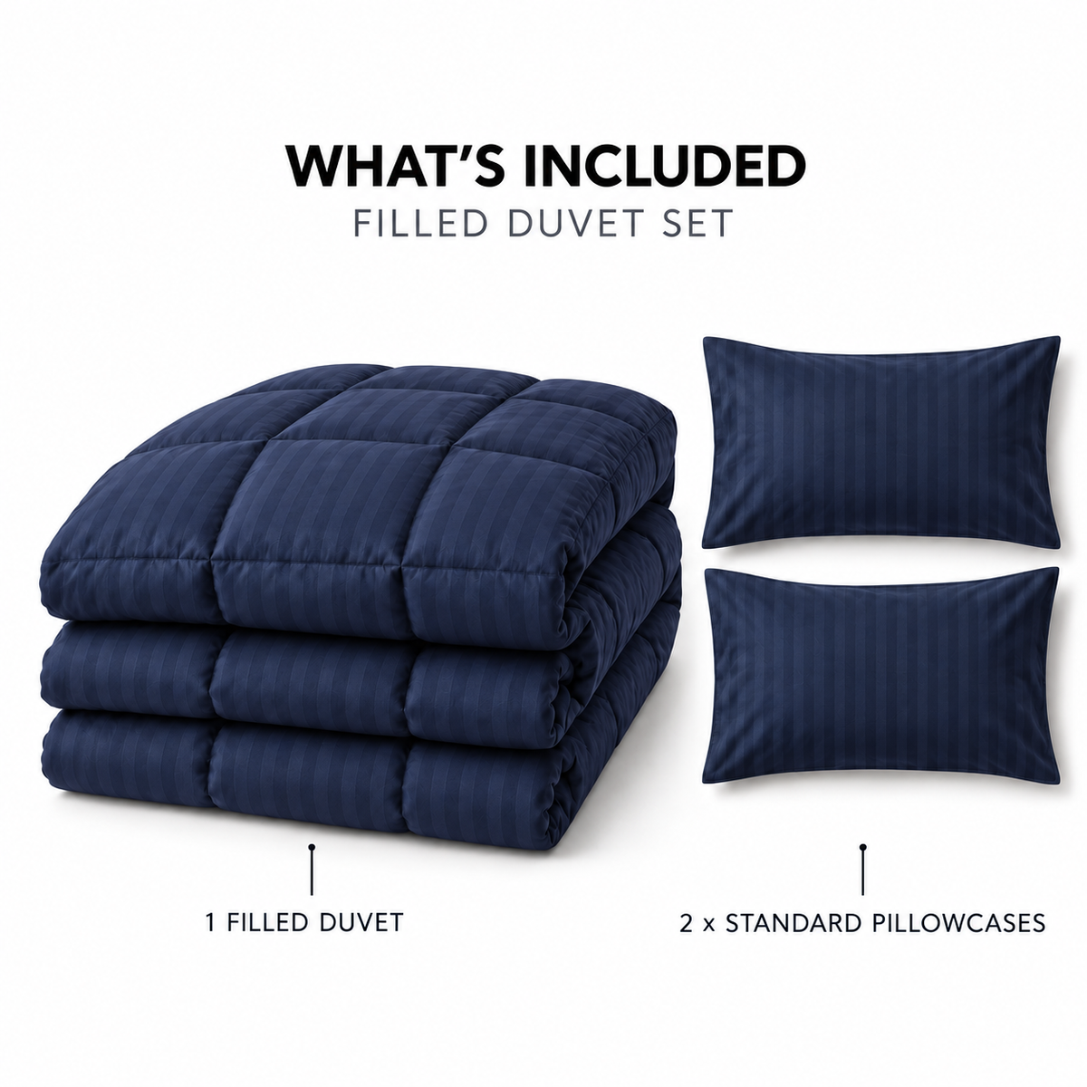 COLCHA HOME Midnight Timeless Stripes filled duvet