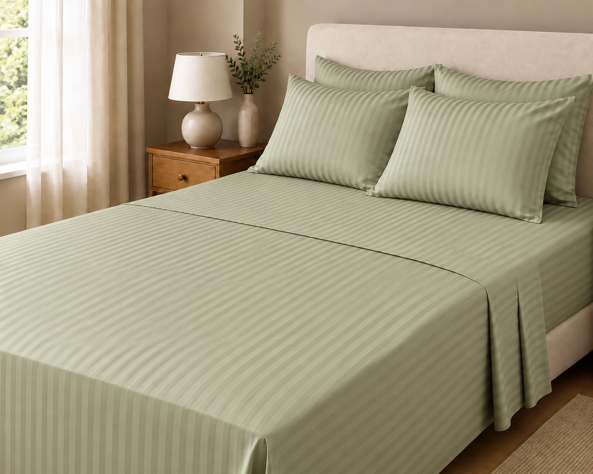 COLCHA HOME Mint Mist Timeless Stripes bedsheet