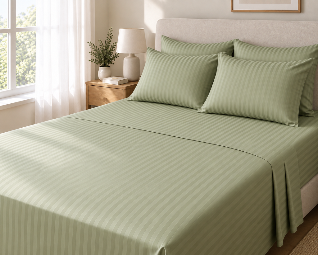 COLCHA HOME Mint Mist Timeless Stripes bedsheet