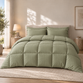 COLCHA HOME Mint Mist Timeless Stripes filled duvet