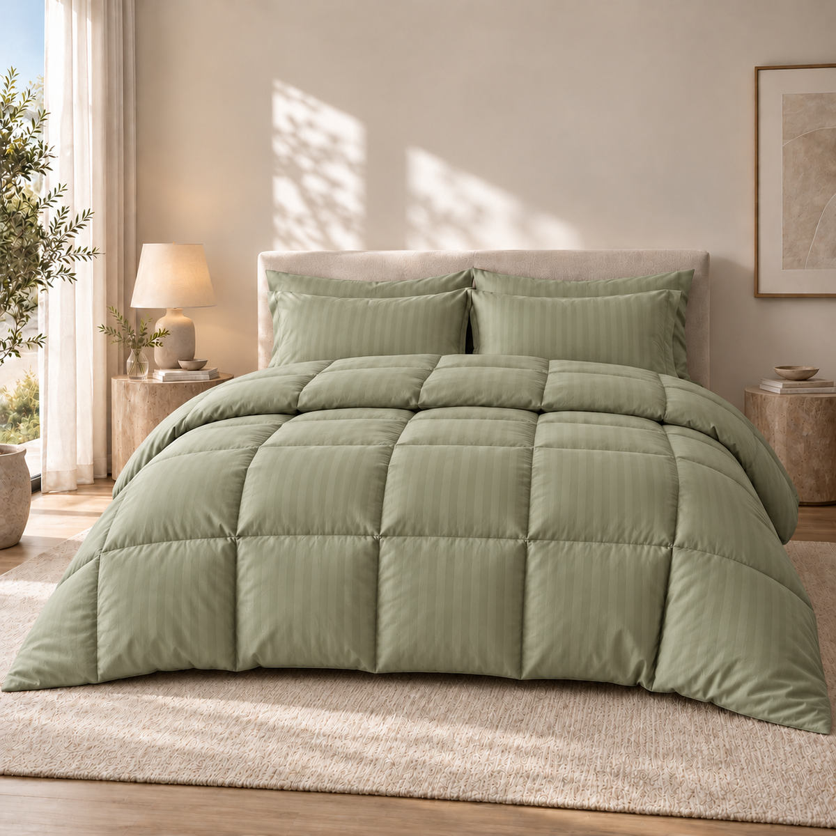 COLCHA HOME Mint Mist Timeless Stripes filled duvet